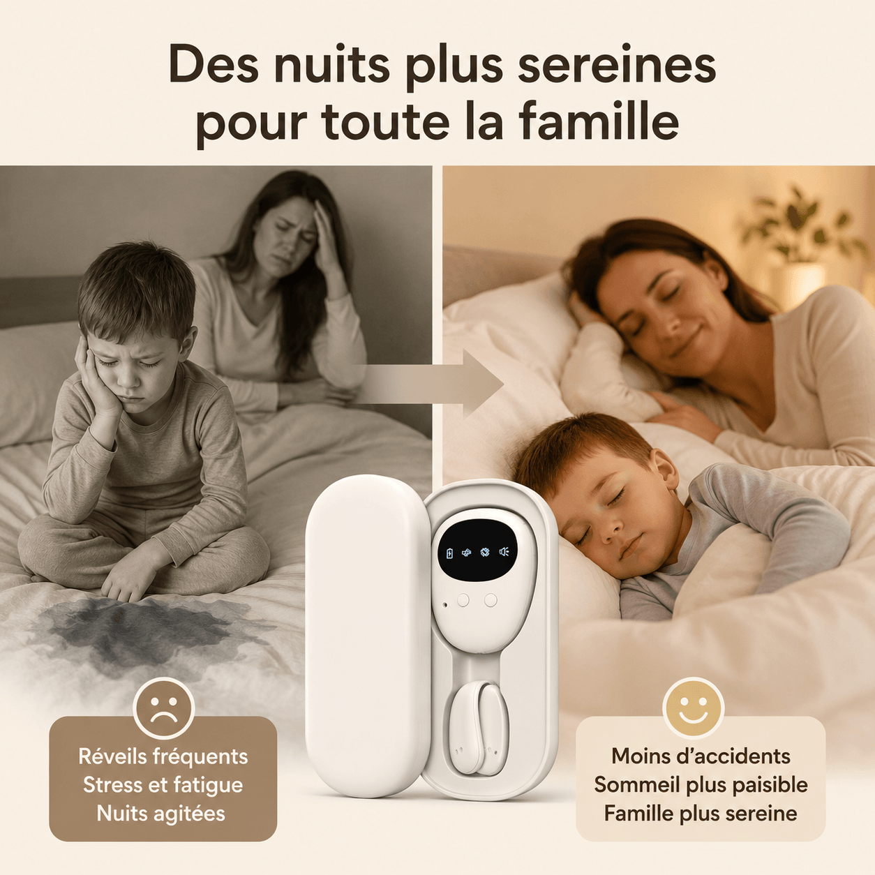 Alarme Pipi au Lit Intelligente – Des nuits sèches et un sommeil retrouvé