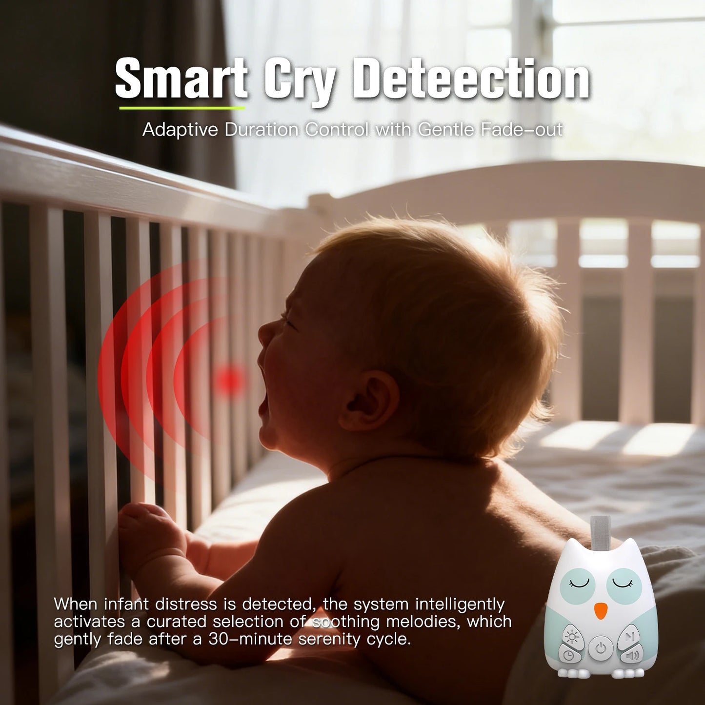 Hibou Dodo™ – Veilleuse & Machine à Bruit Blanc Intelligente pour Bébé